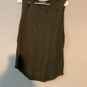 Dark green hole-y top